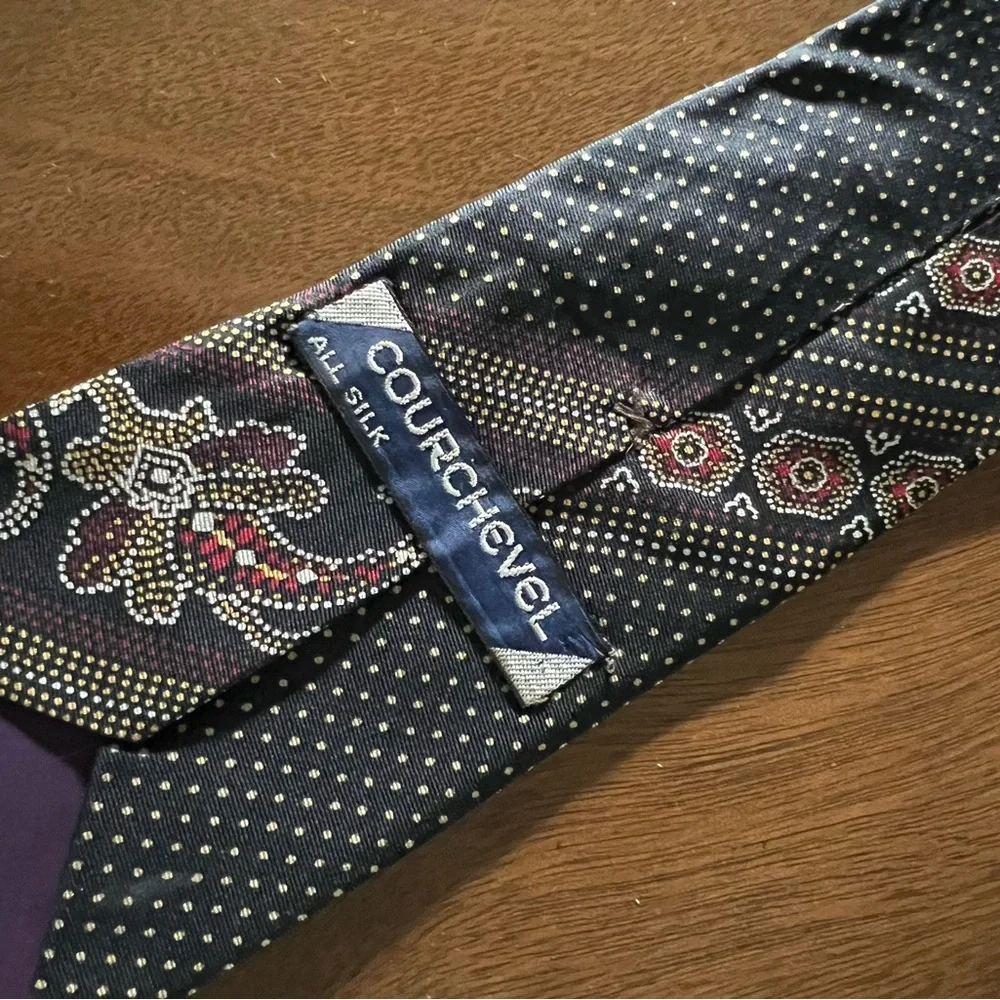Men's Vintage Black Polka Dot COURCHEVEL Silk NECKTIE Elegant Tie